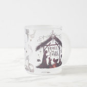 Intricate Nativity Frosted Glass Festive Peace Mug Matglas Koffiemok (Voorkant rechts)
