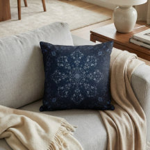 Intricate Navy Blue Mandala Snowflake