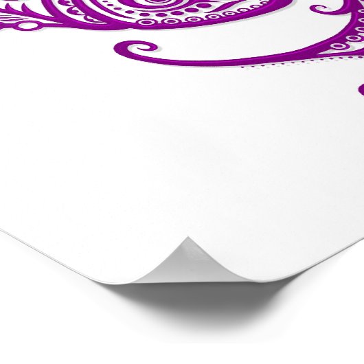 Intricate Paarse Pisces Zodiac op White Poster (Hoek)