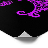 Intricate Paarse Weegdierentuin op zwart Poster (Hoek)