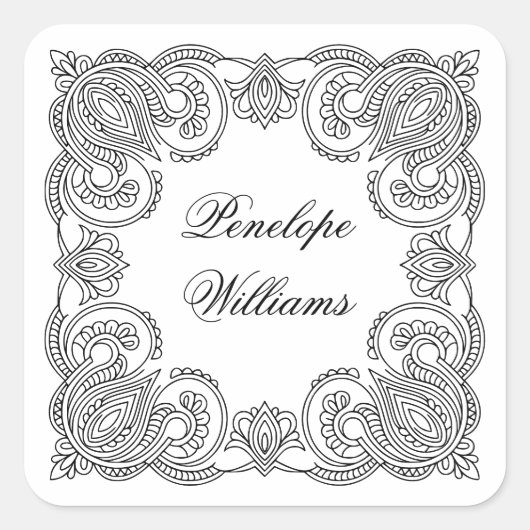 Intricate Paisley Personalized Name Labels Custom (Voorkant)