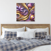 Intricate Purple and Gold Abstract Canvas Art  (Insitu (Slaapkamer))