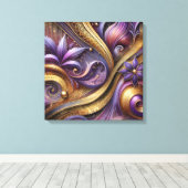 Intricate Purple and Gold Abstract Canvas Art  (Insitu (Houten vloer))