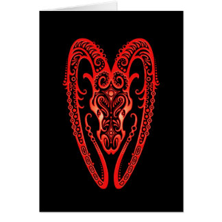 Intricate Red Aries Zodiac on Black