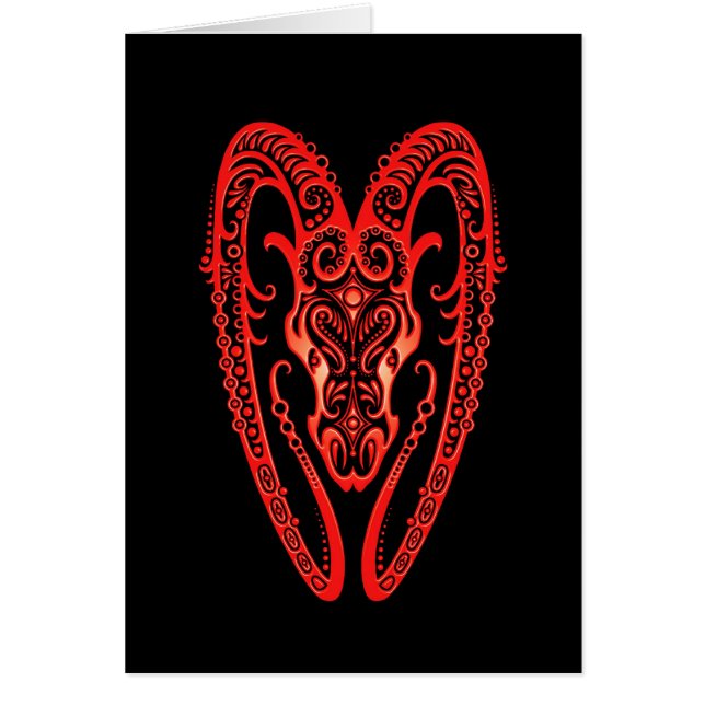 Intricate Red Aries Zodiac on Black (Voorkant)