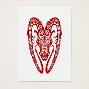 Intricate Red Aries Zodiac on White Visitekaartjes