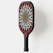 Intricate Red Beige Geometric Web Mandala Art Pickleball Paddle (Links)