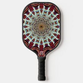 Intricate Red Beige Geometric Web Mandala Art Pickleball Paddle