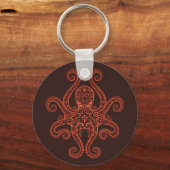 Intricate Red Octopus Sleutelhanger (Voorkant)