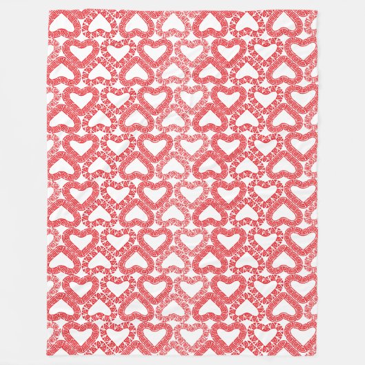 Intricate Red Ornamental Heart Tile Fleece Deken (Voorkant)