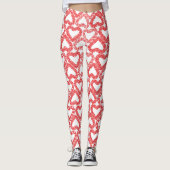 Intricate Red Ornamental Heart Tile Leggings (Voorkant)
