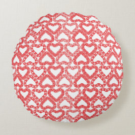 Intricate Red Ornamental Heart Tile Rond Kussen