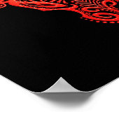 Intricate Red Taurus Zodiac op zwart Poster (Hoek)