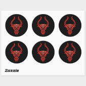 Intricate Red Taurus Zodiac op zwart Ronde Sticker (Vel)