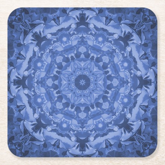 Intricate Royal Blue Kaleidoscope Kartonnen Onderzetters (Voorkant)
