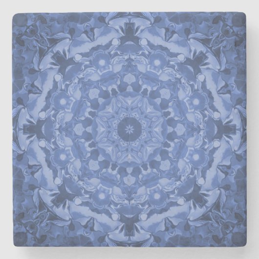 Intricate Royal Blue Kaleidoscope Stenen Onderzetter (Voorkant)