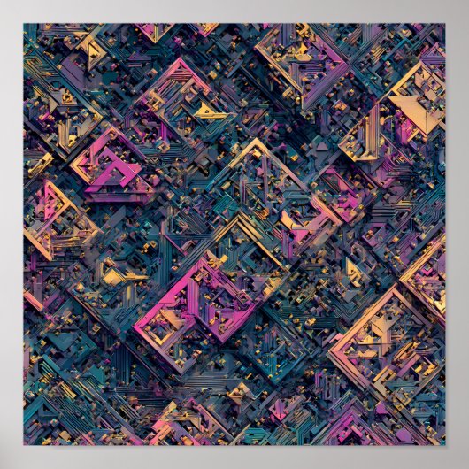 Intricate Seamless Detail: Micro-Fractal Circuit Poster (Voorkant)