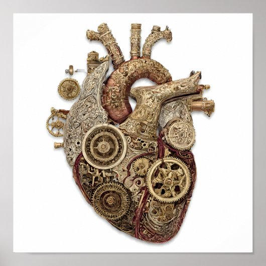 Intricate Steampunk Art: Ornate Organ Clockwork Poster (Voorkant)