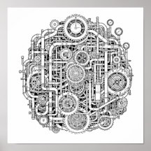 Intricate Steampunk Decoupage Sjabloon Lijnkunst