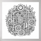 Intricate Steampunk Decoupage Template Line Art Poster (Voorkant)