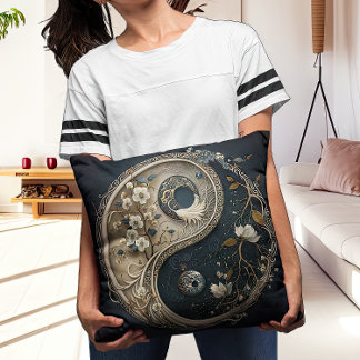 Intricate Taijitu Yin en Yang Contemmodern Kussen