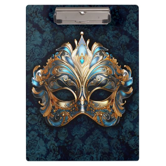 Intricate Teal and Golden  Mask Klembord (Voorkant)