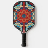 Intricate Vibrant Kaleidoscopic Starburst Pattern Pickleball Paddle (Achterkant)