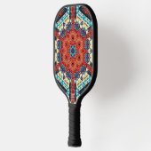 Intricate Vibrant Kaleidoscopic Starburst Pattern Pickleball Paddle (Links)