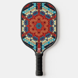 Intricate Vibrant Kaleidoscopic Starburst Pattern Pickleball Paddle