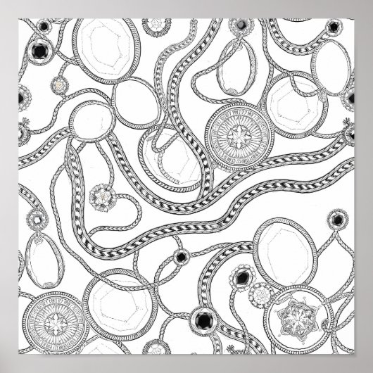 Intricate Wealth Decoupage Template Line Art Poster (Voorkant)
