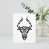 Intricate White Taurus Zodiac op zwart Briefkaart (Staand voorkant)