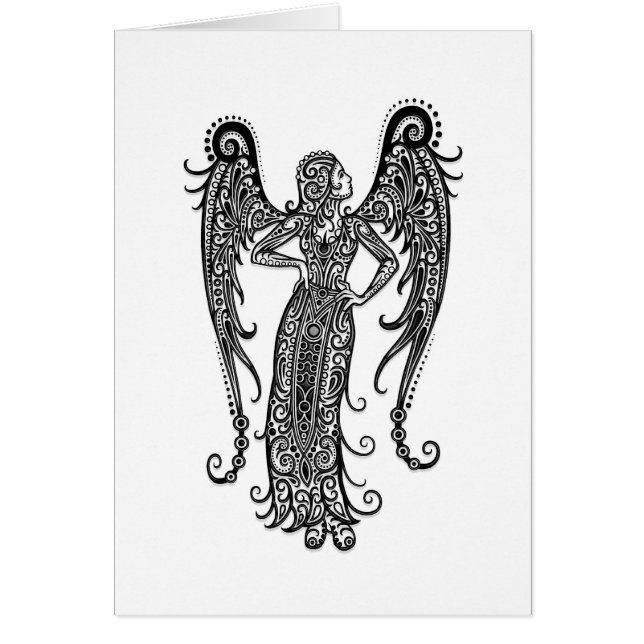 Intricate White Virgo Zodiac op Black (Voorkant)