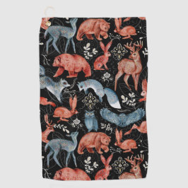 Intricate woodland animals pattern Golfhanddoek