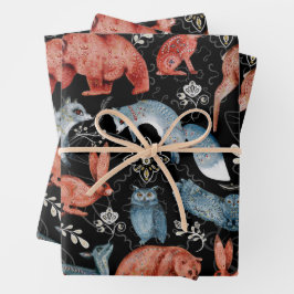 Intricate woodland animals pattern Inpakpapier Vel