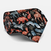  Intricate woodland animals pattern Stropdas (Opgerold)