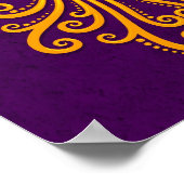 Intricate Yellow Aquarius Zodiac op Paars Poster (Hoek)