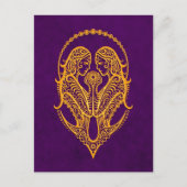 Intricate Yellow Gemini dierentuin op Paars Briefkaart (Voorkant)