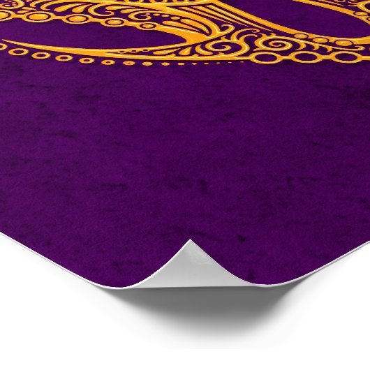 Intricate Yellow Gemini dierentuin op Paars Poster (Hoek)