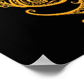 Intricate Yellow Pisces Zodiac op zwart Poster (Hoek)