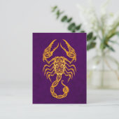 Intricate Yellow Scorpio Zodiac op Paars Briefkaart (Staand voorkant)