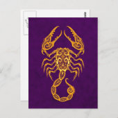Intricate Yellow Scorpio Zodiac op Paars Briefkaart (Voorkant / Achterkant)