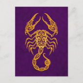 Intricate Yellow Scorpio Zodiac op Paars Briefkaart (Voorkant)