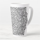 Intricate Zwarte Lijn Mandala Kunst Latte Mok (Rechterhoek)