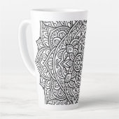 Intricate Zwarte Lijn Mandala Kunst Latte Mok (Linkerhoek)