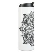 Intricate Zwarte Lijn Mandala Kunst Thermosbeker (Gedraaid links)