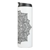 Intricate Zwarte Lijn Mandala Kunst Thermosbeker (Geroteerd rechts)
