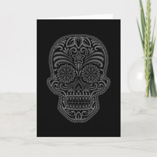 Intricate zwarte suikerschedel kaart