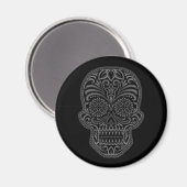 Intricate zwarte suikerschedel magneet (Voorkant / Achterkant)