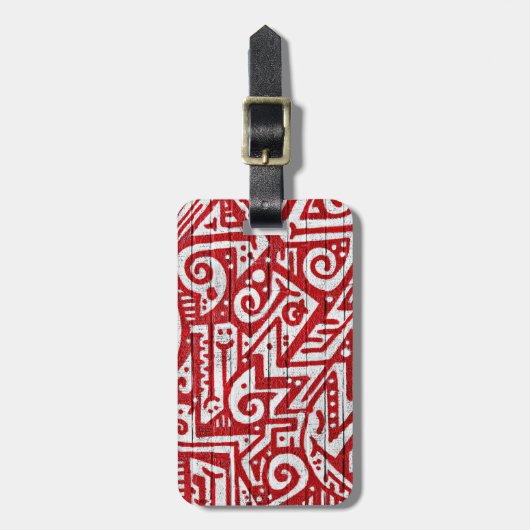 Intriciteit Art Wall in rood en wit Bagagelabel (Voorkant verticaal)