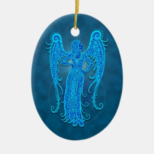 Intriciteit blauw stamvirus keramisch ornament (Voorkant)